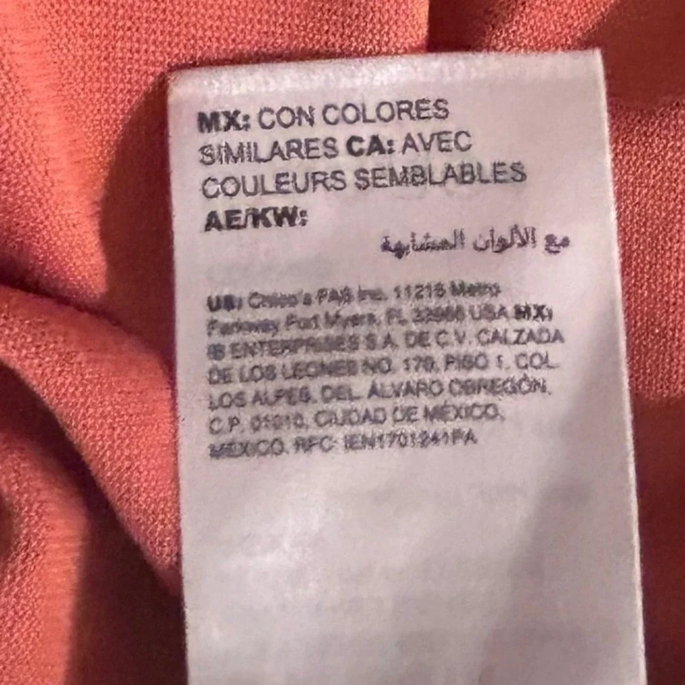 Chicos Butterfly Top‎ Peach XL Or 3
